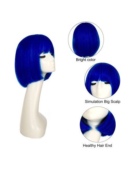 ⭐  Peluca Corta Bob en Fibras Ideal para Fiesta y Carnaval