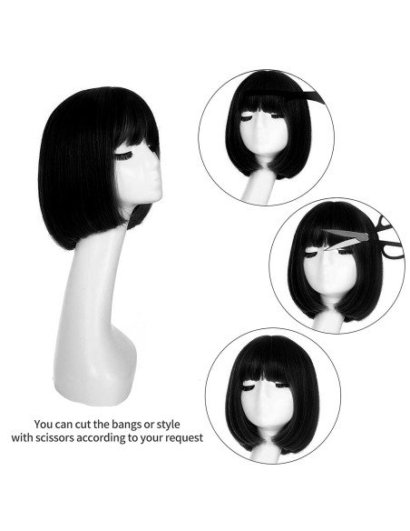 ⭐  Peluca Corta Bob en Fibras Ideal para Fiesta y Carnaval