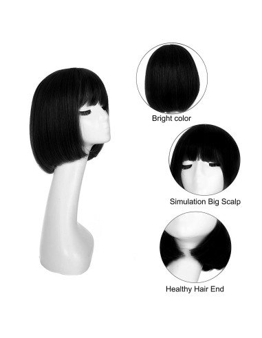 ⭐  Peluca Corta Bob en Fibras Ideal para Fiesta y Carnaval