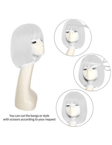 ⭐  Peluca Corta Bob en Fibras Ideal para Fiesta y Carnaval