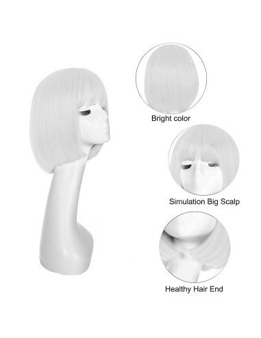 ⭐  Peluca Corta Bob en Fibras Ideal para Fiesta y Carnaval