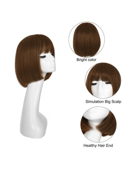 ⭐  Peluca Corta Bob en Fibras Ideal para Fiesta y Carnaval