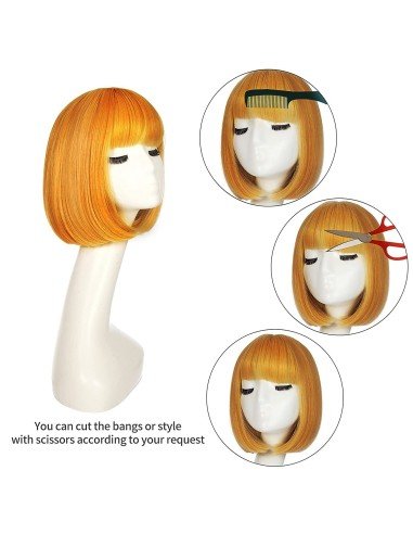 ⭐  Peluca Corta Bob en Fibras Ideal para Fiesta y Carnaval