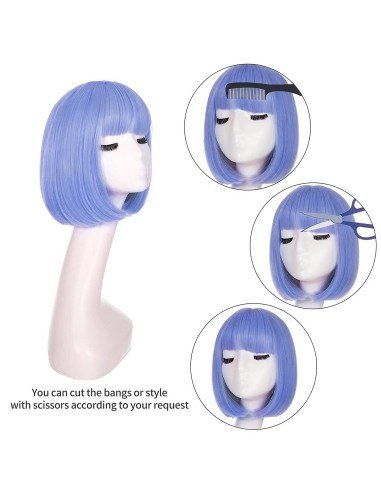 ⭐  Peluca Corta Bob en Fibras Ideal para Fiesta y Carnaval