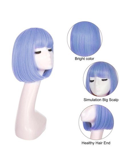 ⭐  Peluca Corta Bob en Fibras Ideal para Fiesta y Carnaval