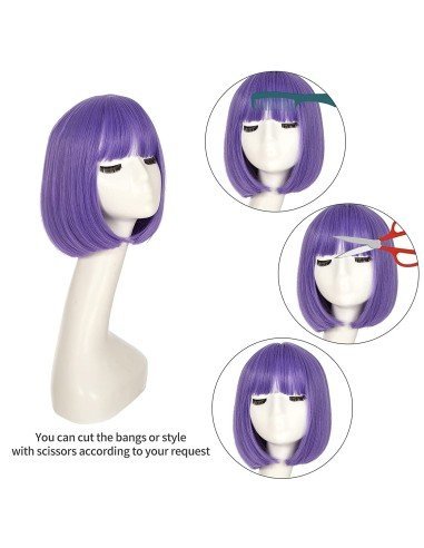 ⭐  Peluca Corta Bob en Fibras Ideal para Fiesta y Carnaval