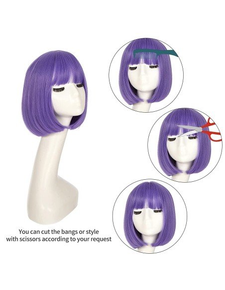 ⭐  Peluca Corta Bob en Fibras Ideal para Fiesta y Carnaval