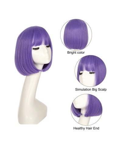 ⭐  Peluca Corta Bob en Fibras Ideal para Fiesta y Carnaval