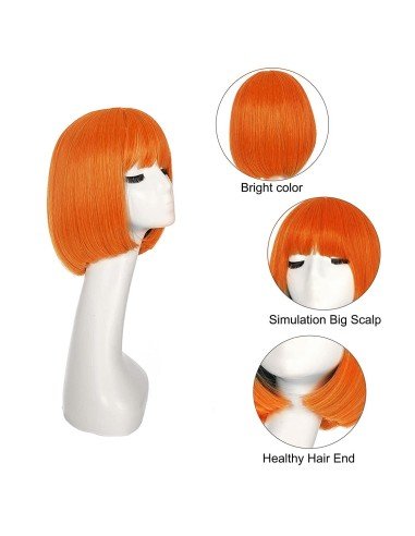 ⭐  Peluca Corta Bob en Fibras Ideal para Fiesta y Carnaval