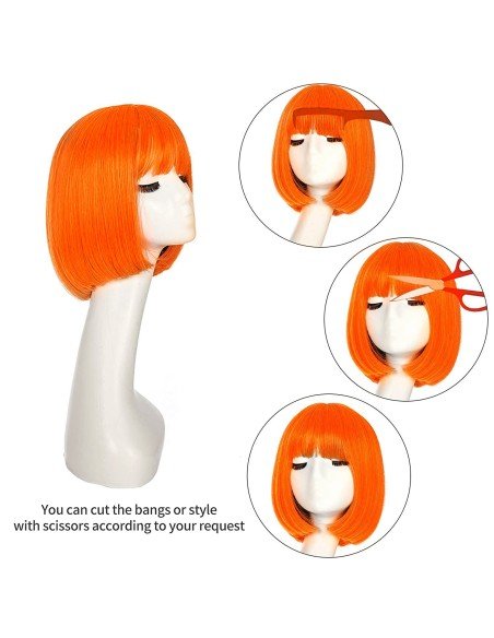 ⭐  Peluca Corta Bob en Fibras Ideal para Fiesta y Carnaval ⭐  Peluca Corta Bob en Fibras Ideal para Fiesta y Carnaval