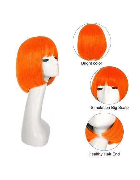 ⭐  Peluca Corta Bob en Fibras Ideal para Fiesta y Carnaval ⭐  Peluca Corta Bob en Fibras Ideal para Fiesta y Carnaval