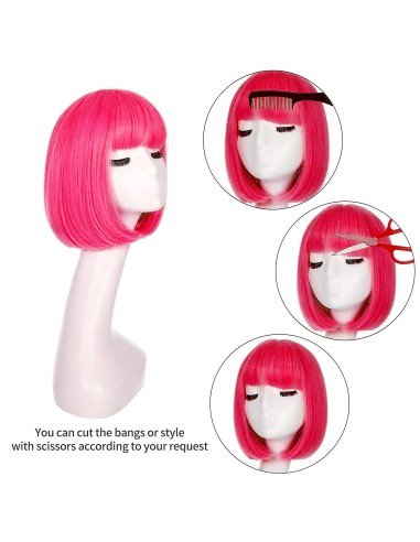 ⭐  Peluca Corta Bob en Fibras Ideal para Fiesta y Carnaval