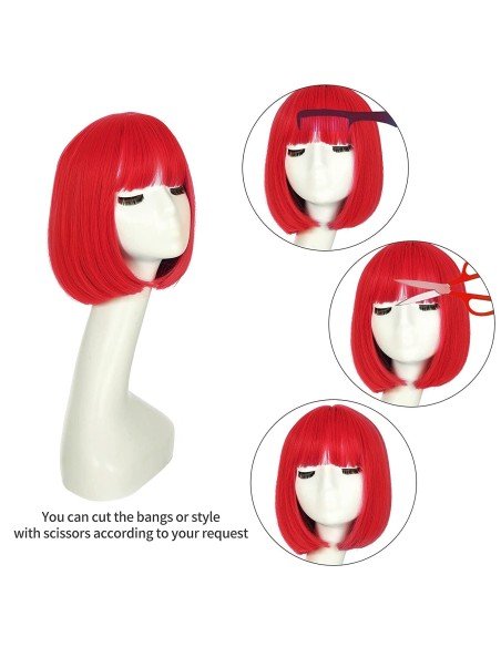 ⭐  Peluca Corta Bob en Fibras Ideal para Fiesta y Carnaval