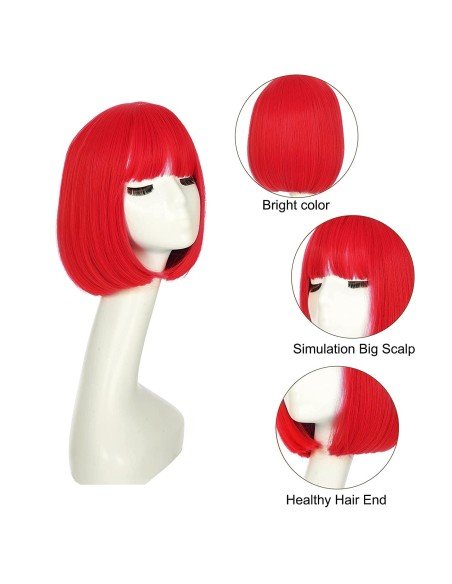 ⭐  Peluca Corta Bob en Fibras Ideal para Fiesta y Carnaval