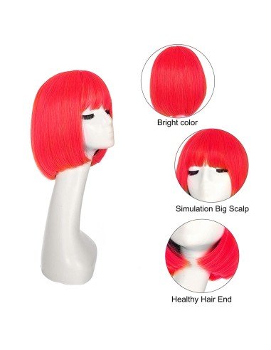 ⭐  Peluca Corta Bob en Fibras Ideal para Fiesta y Carnaval