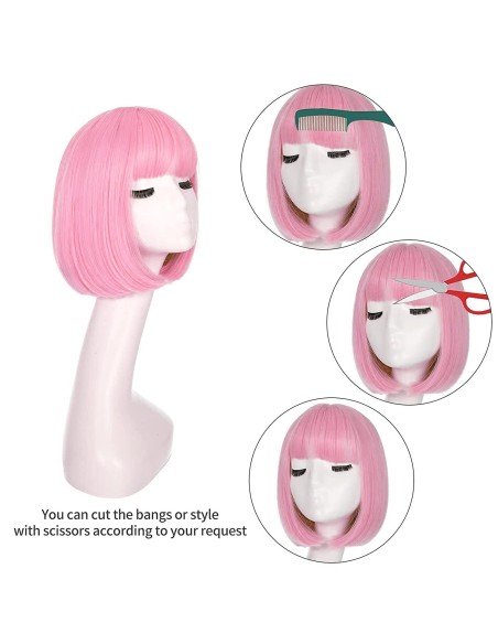 ⭐  Peluca Corta Bob en Fibras Ideal para Fiesta y Carnaval