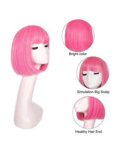 ⭐  Peluca Corta Bob en Fibras Ideal para Fiesta y Carnaval