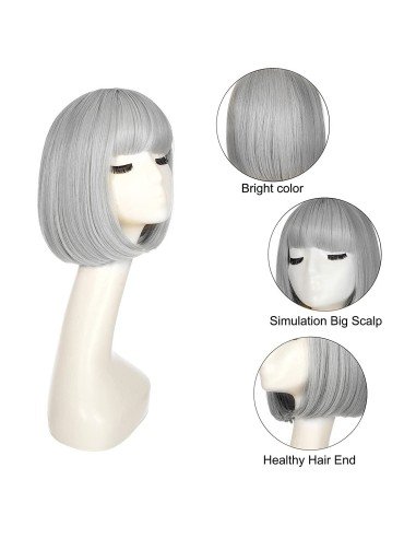 ⭐  Peluca Corta Bob en Fibras Ideal para Fiesta y Carnaval