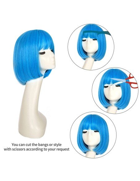 ⭐  Peluca Corta Bob en Fibras Ideal para Fiesta y Carnaval ⭐  Peluca Corta Bob en Fibras Ideal para Fiesta y Carnaval