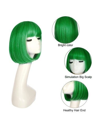 ⭐  Peluca Corta Bob en Fibras Ideal para Fiesta y Carnaval