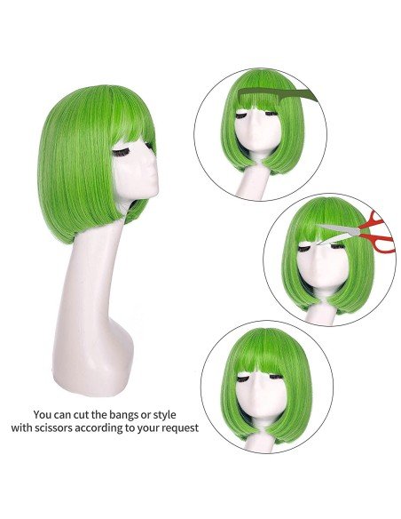 ⭐  Peluca Corta Bob en Fibras Ideal para Fiesta y Carnaval