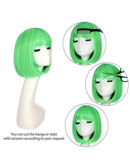 ⭐  Peluca Corta Bob en Fibras Ideal para Fiesta y Carnaval