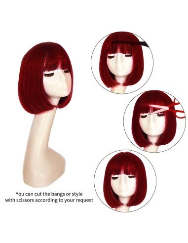 ⭐  Peluca Corta Bob en Fibras Ideal para Fiesta y Carnaval