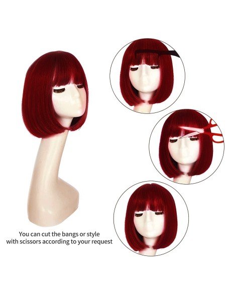 ⭐  Peluca Corta Bob en Fibras Ideal para Fiesta y Carnaval