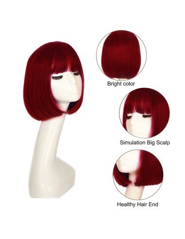 ⭐  Peluca Corta Bob en Fibras Ideal para Fiesta y Carnaval