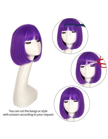 ⭐  Peluca Corta Bob en Fibras Ideal para Fiesta y Carnaval ⭐  Peluca Corta Bob en Fibras Ideal para Fiesta y Carnaval