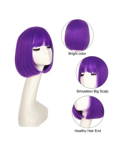 ⭐  Peluca Corta Bob en Fibras Ideal para Fiesta y Carnaval