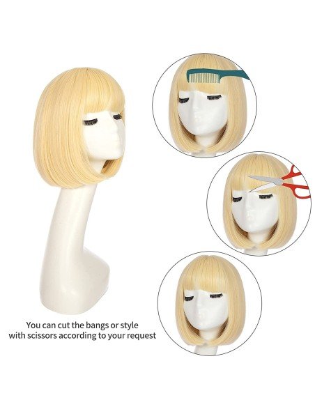 ⭐  Peluca Corta Bob en Fibras Ideal para Fiesta y Carnaval