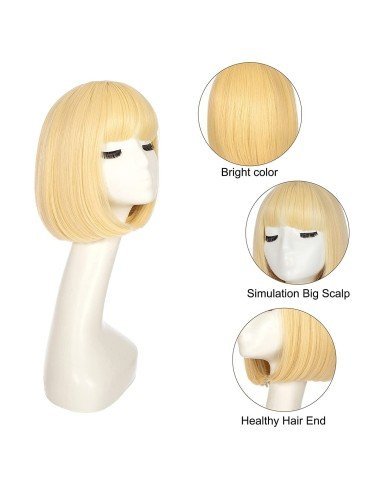 ⭐  Peluca Corta Bob en Fibras Ideal para Fiesta y Carnaval