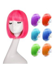 ⭐  Peluca Corta Bob en Fibras Ideal para Fiesta y Carnaval
