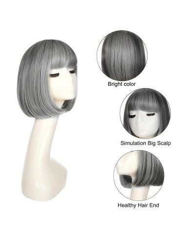 ⭐  Peluca Corta Bob en Fibras Ideal para Fiesta y Carnaval