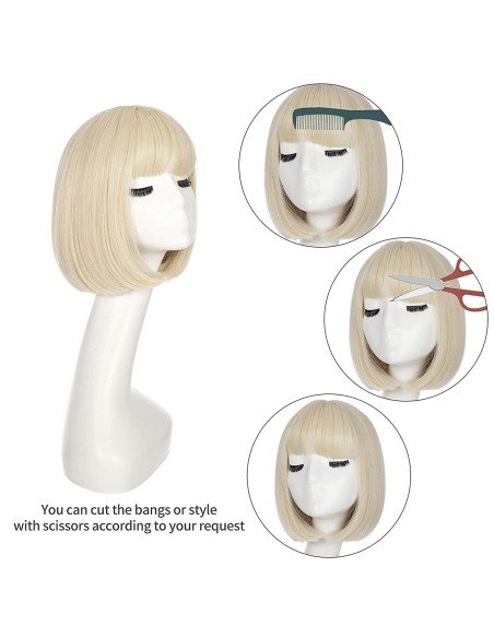 ⭐  Peluca Corta Bob en Fibras Ideal para Fiesta y Carnaval