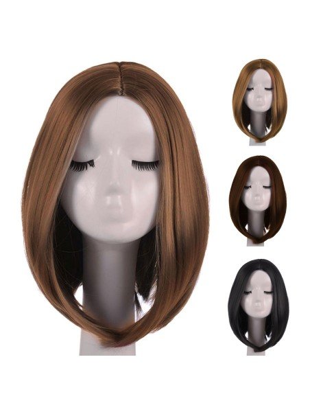 ⭐  Peluca Corta Kanekalon Corte Recto Apariencia Natural