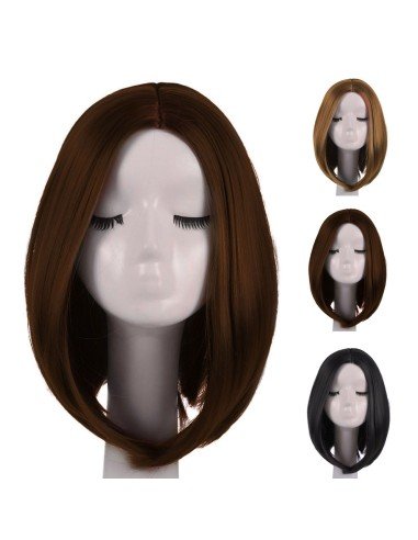 ⭐  Peluca Corta Kanekalon Corte Recto Apariencia Natural