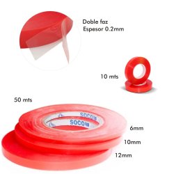 Cinta doble faz de poliéster 6mm x 50 mts Soco