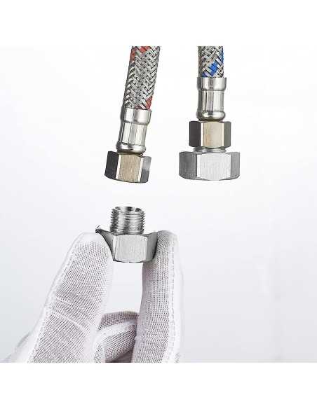 Adaptador Manguera Grifo, G De 1/2 Hembra A G De 3/8 Macho