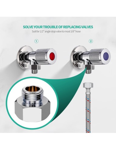 Adaptador Manguera Grifo, G De 1/2 Hembra A G De 3/8 Macho