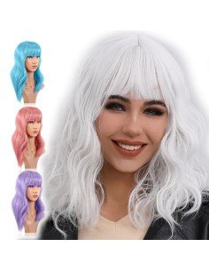 ⭐  Peluca Carrera al Centro y flequillo barbie niñas chicas