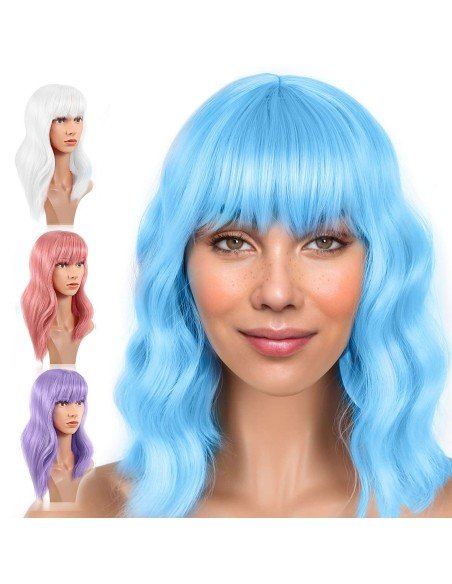 ⭐  Peluca Carrera al Centro y flequillo barbie niñas chicas ⭐  Peluca Carrera al Centro y flequillo barbie niñas chicas