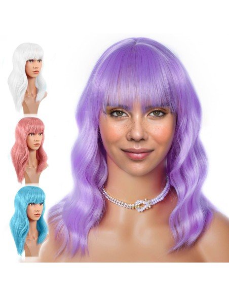 ⭐  Peluca Carrera al Centro y flequillo barbie niñas chicas