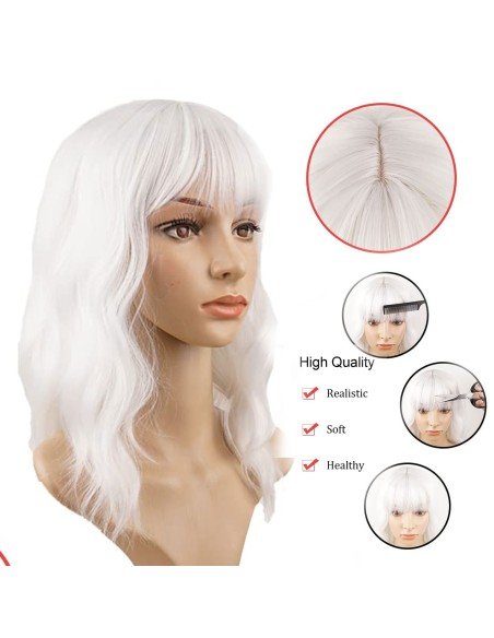 ⭐  Peluca Carrera al Centro y flequillo barbie niñas chicas