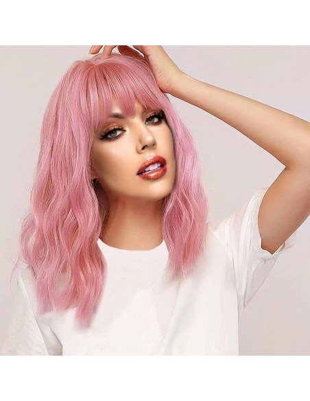 ⭐  Peluca Carrera al Centro y flequillo barbie niñas chicas