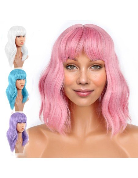 ⭐  Peluca Carrera al Centro y flequillo barbie niñas chicas