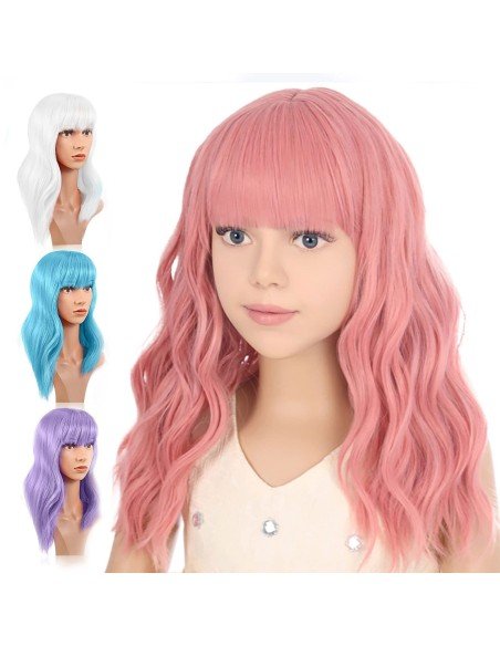 ⭐  Peluca Carrera al Centro y flequillo barbie niñas chicas