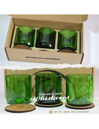 ⭐ Licorera Lujo 3 Vasos reciclados Whisky Ecológico eseLatino !!