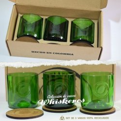 ⭐ Licorera Lujo 3 Vasos reciclados Whisky Ecológico eseLatino !!